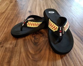 Softball Flip Flops Love Softball Flip Flops Love