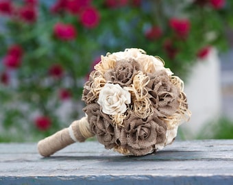 Burlap Wedding, Alternative Bouquet, Rustic Bouquet, Handmade Bouquet, Wedding Bouquet, Burlap Bouquet, Bridal Bouquet, Keepsake Bouquet