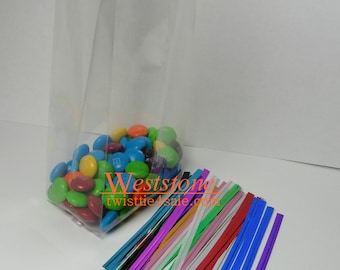 100pcs 4 1/2" x 2 3/4" x 10 3/4"-1.5mil Crystal Clear Gusseted Cello Bag