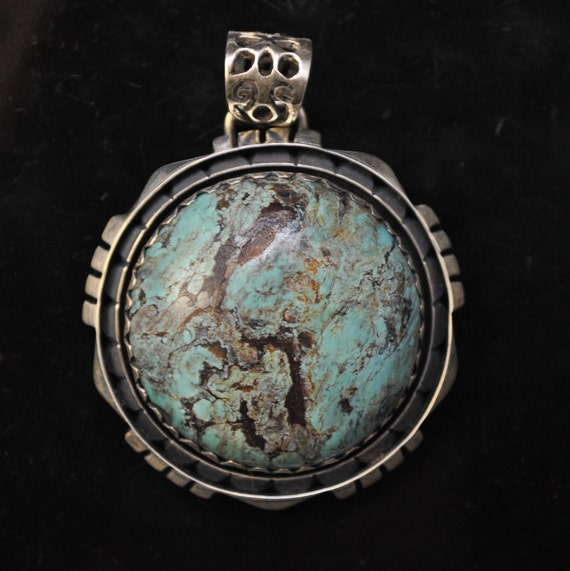 Sterling Silver Tibetan Turquoise Pendant Native American Style #9887