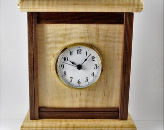 Maple and walnut clock
