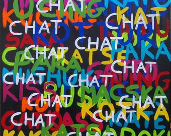 Acrylic painting "cat translator"