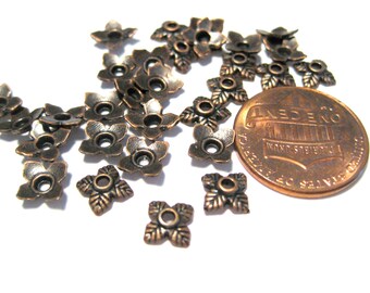 100pcs Antique Copper Bead Caps 5mm