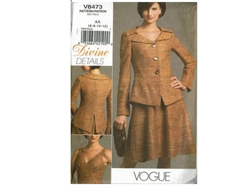 Vogue 8473 Divine Details OOP UNCUT sizes 6 8 10 12 Misses Jacket and Dress Seam details sewing pattern
