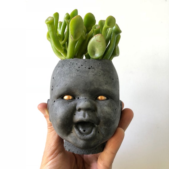 PeaboZombie Baby Doll Head Planter V5.0- Hypertufa