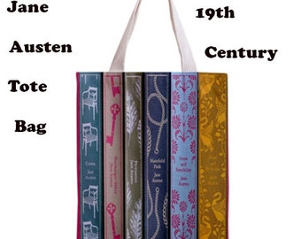 Jane Austen tote bag, 19th century, Tote bag, books, 19th century books,jane austen, bags, victorian literature