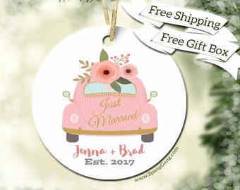 Just Married Ornament | Wedding Car Ornament | Wedding Ornament | Wedding Gift | Wedding Gifts for Bride Groom | Bridal Shower Gift | WE09