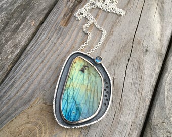 RESERVED LAYAWAY Labradorite Necklace Sterling Silver Labradorite & Topaz Necklace Handmade Jewelry By Joy Kruse Wild Prairie Silver Jewelry