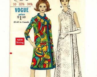A Fab Step-In Coat Dress Pattern for Women in Evening/Knee Length, with 7/8 Length Sleeves or Sleeveless: Size 10, Bust 32-1/2" • Vogue 7238