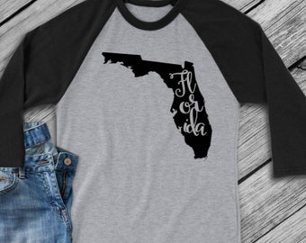 Florida t-shirt -Florida state shirt - Florida home t-shirt - home shirt - Florida baseball shirt - Florida raglan shirt - Enid and Elle