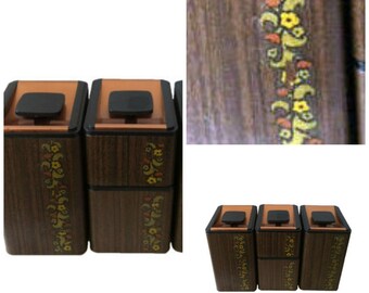 VINTAGE CANISTER SET Mid Century Set of 4 Kromex Aluminum Canisters With Lids Copper Lids Copper Kitchen Storage Vintage Kitchen 1960's