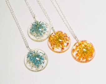 floral jewelry, floral necklace, real flower necklace, real flower jewelry, pressed flower jewelry, nature jewelry, nature necklace, gift
