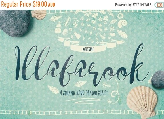 70% OFF Sale Digital Font Illabarook - Digital Typeface - Hand drawn Script Font - Instant Download