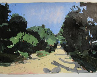Approach, Original September Landscape Painting on Paper, Stooshinoff