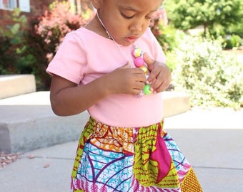 Girls Ankara/Ntoma Gathered Skirt