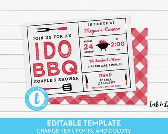 I Do BBQ Invitation Printable - I Do Barbeque - Couple's Shower Invitation - I Do Barbecue Couples Shower Invitation - Digital Download