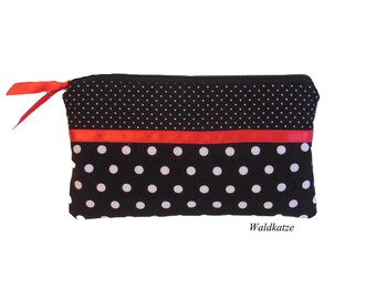 Make-up bag, make-up bag, "Rockabilly" Satin