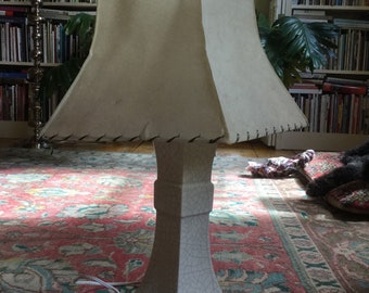 Mid Century Ceramic Table Lamp with Atomic Fiberglass Shade
