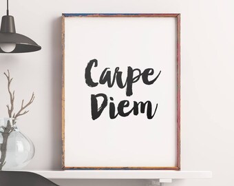Printable Wall Art Poster "Carpe Diem", Motivational Quote Seize the Day, Typographic Art Digital Print, Instant Download *DIY PRINT*
