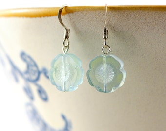 Transparent Aqua-Green flower Earrings