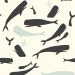 Sale | Birch Saltwater organic cotton fabric - Whales Cream - 1/2 YD