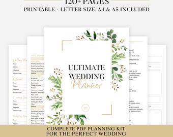 Printable Wedding Planner | Greenery Wedding Organizer | DIY Printable Planner | Wedding Planner PDF | Wedding Ebook | PDF Wedding Inserts