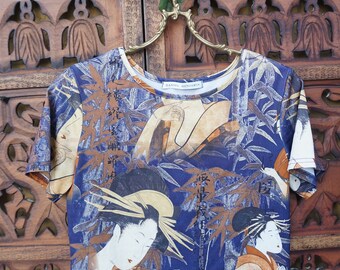 traditional geisha print shirt