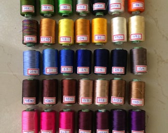 12 Spools of Silk thread, Indian silk embriodery threads, Art silk thread for machine use and silk tassel making