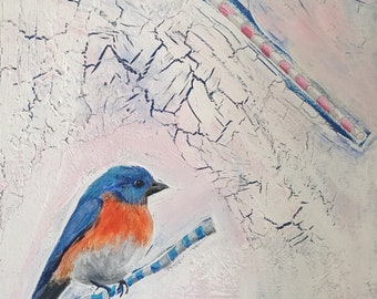 Blue bird red breast