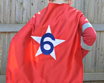 Kids Super Hero Cape - Super Hero Cape Personalized with Shape and NUMBER - Super Hero Party Favor - Custom Super Hero Cape