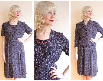 1940s Dress Set // Radiant Rayon Dress & Jacket // vintage 40s dress