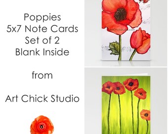 Poppies Note Cards Set of 2