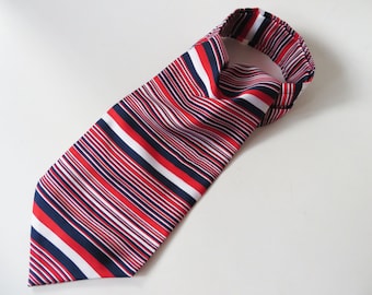 Striped Red Blue Cravat Striped Ascot Cravat Men's Ascot Cravat Red Striped Cravat Men's Dress Up Clothes Stylish Suit Tie Striped Tie
