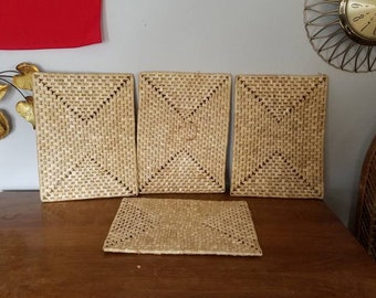 Medium Size Raffia Mats, Set of Four