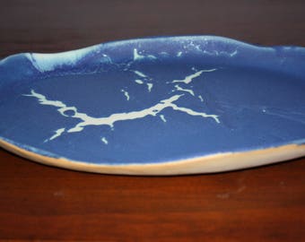 Blue and white ceramic platter