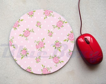 Lovely Pink Chic Rose Mousepad, Office Mousepad, Computer Mouse Pad, Fabric Mousepad