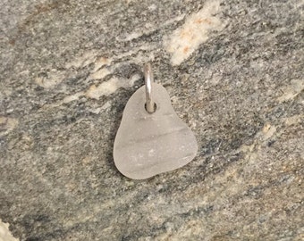 Sea glass jewelry- White sea glass charm