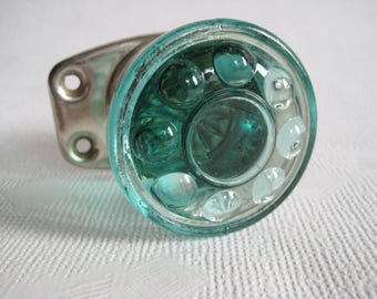 FREE SHIPPING/ Vintage green glass Door Handle/ door knob/ cylindrical knob door/Soviet equipment, furniture