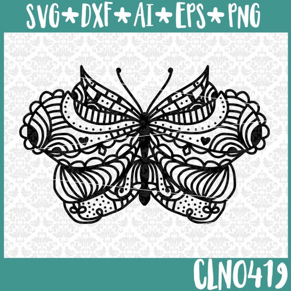 Download CLN0419 Hand Drawn Zentangle Mandala Butterfly Intricate SVG