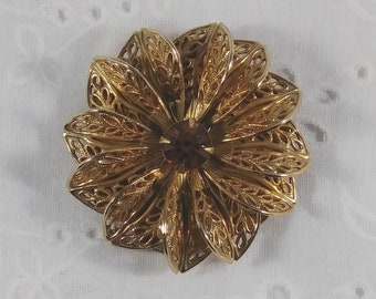 SALE! Vintage Lieba USA Scarf Clip - Gold-Tone with Rhinestone