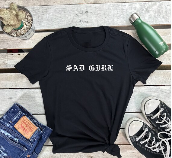 SAD GIRL Women's Short Sleeve Crewneck T Shirt , Hip Hop Tee Emo, Street wear Shirt