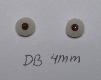 Hand Made Glass Like Eyes 4mm - Dark Brown - for OOAK Art Dolls DB-4mm
