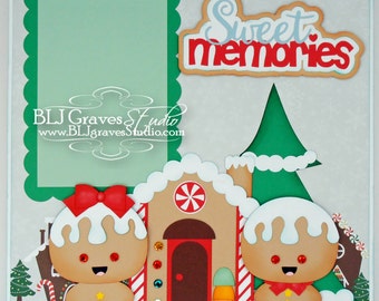 Christmas Gingerbread Premade Scrapbook Page 12x12 Layout Paper Piecing Handmade 10