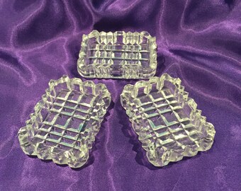 Heavy Cut Glass Salt Cellars - set of 3 - CA 1940's