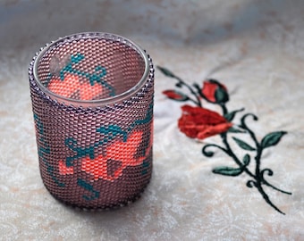 Beaded votive candle holder