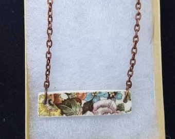 China necklace. Bar necklace. Broken China jewelry.