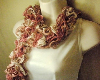 Pink Mauve Lacy Ruffled Scarf