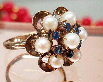 1950s Era Sapphire Pearl Ring