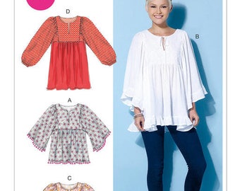 McCalls Sewing Pattern M7325 Misses Tops or Tunics, Womens Pullover Top, New Uncut Pattern