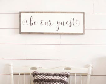 Wood Signs | Be Our Guest Wood Sign | Be Our Guest Sign | Framed Wood Signs | Guest Room Wall Decor
